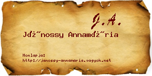 Jánossy Annamária névjegykártya