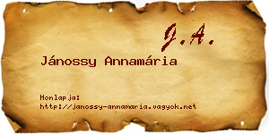 Jánossy Annamária névjegykártya